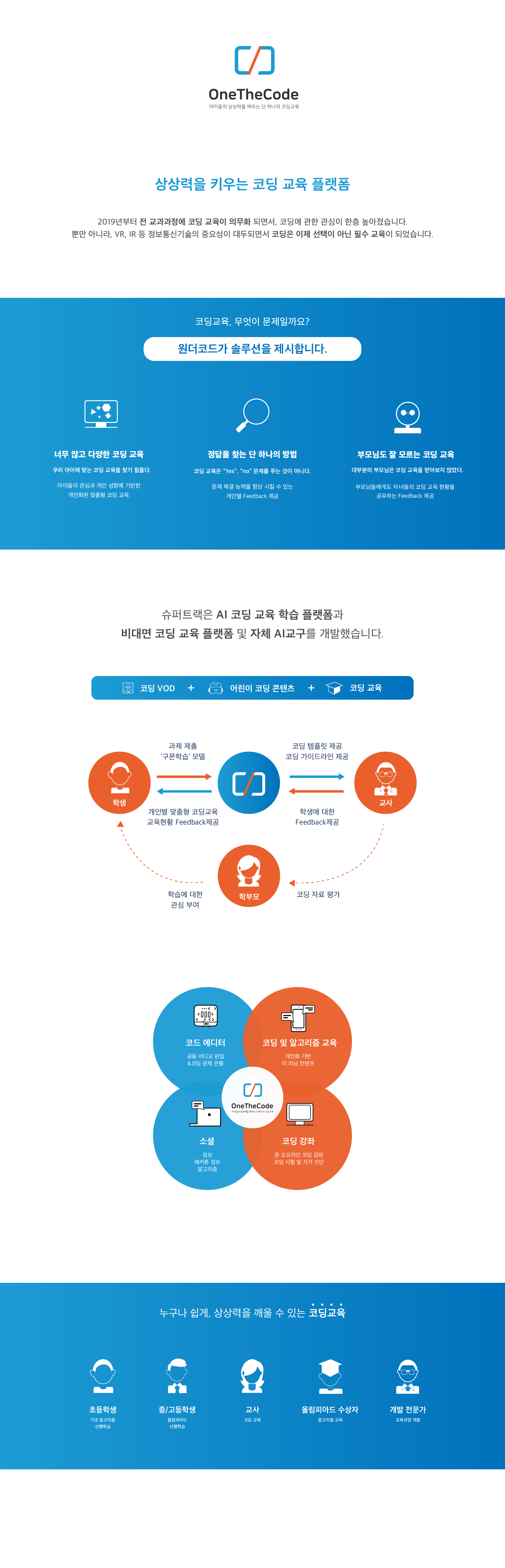 OneTheCode 홈페이지 화면